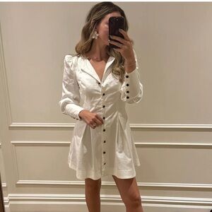 Reformation Lovisa White Mini Dress with Button Detail